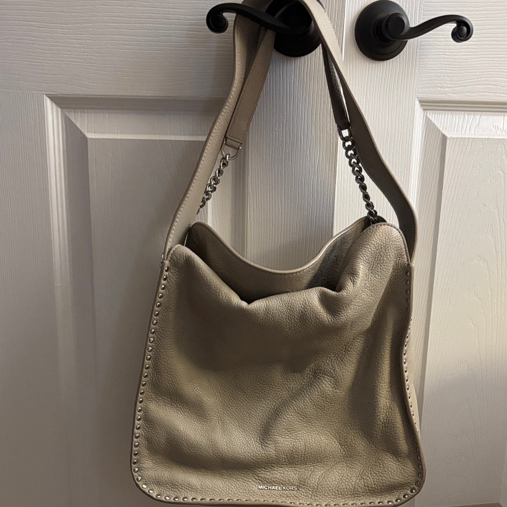 Michael Kors Taupe Leather Shoulder Bag